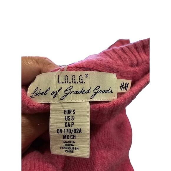 H & M Label of Graded Goods Sweater Bubblegum Pink Crew Neck Pullover - Picture 7 of 7